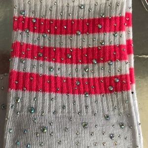 Hot pink crystal rhinestone otk socks sport knee